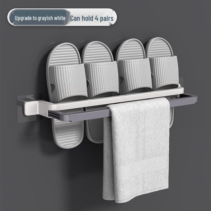 Foldable Wall-Mounted Bathroom Shoe Rack with Drainable Design