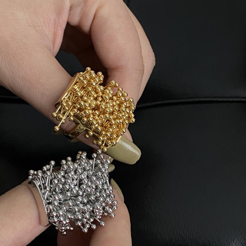 Exaggerated New Design Seed Shape Open Rings for Women Men Fashion Rotating Small Bead Ring Party Jewelry Gifts