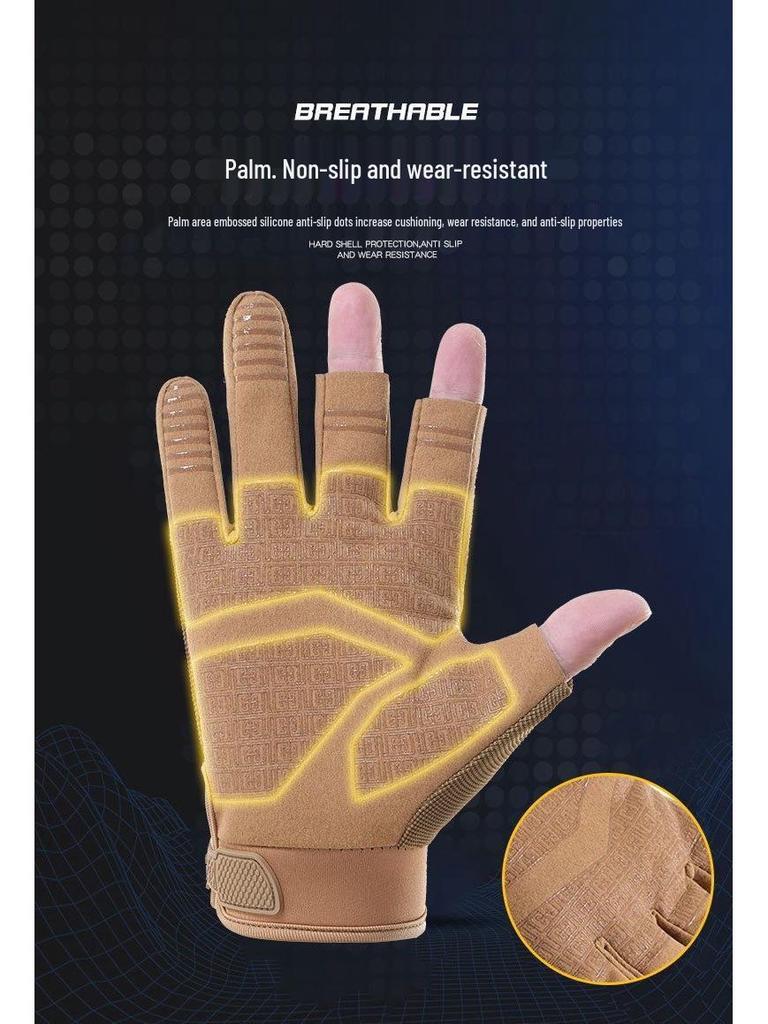 Men's Fingerless Tactical Gloves - Non-Slip Microfiber Leather for Outdoor Sports, Climbing, Training, and Cycling Protection.