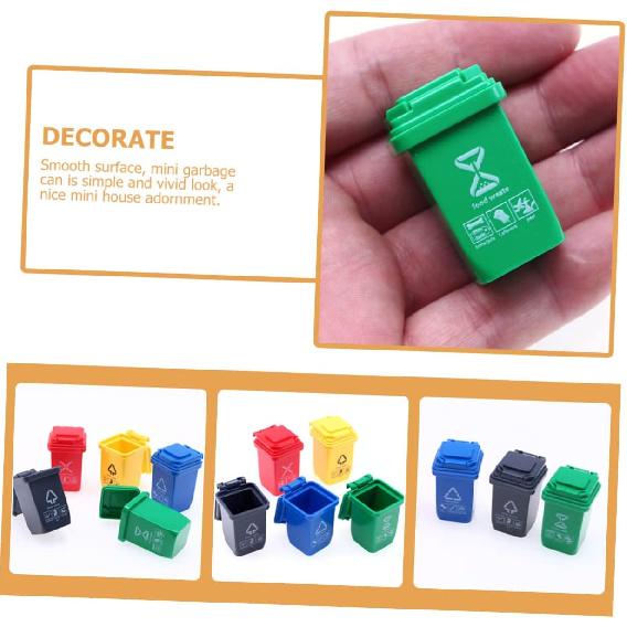 20 Pcs Mini Trash Can Doll House Sorting Garbage Bin Mini House Supplies Doll House Ornament Miniature Garbage Can Early Educational Toys Miniature