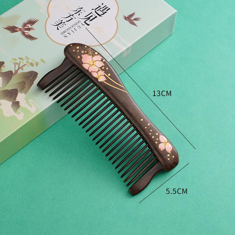 Fioletowe drzewo sandałowe Rzeźbiony drewniany grzebień Pudełko prezentowe - Wysokiej klasy prezent na ślub i Dzień Matki