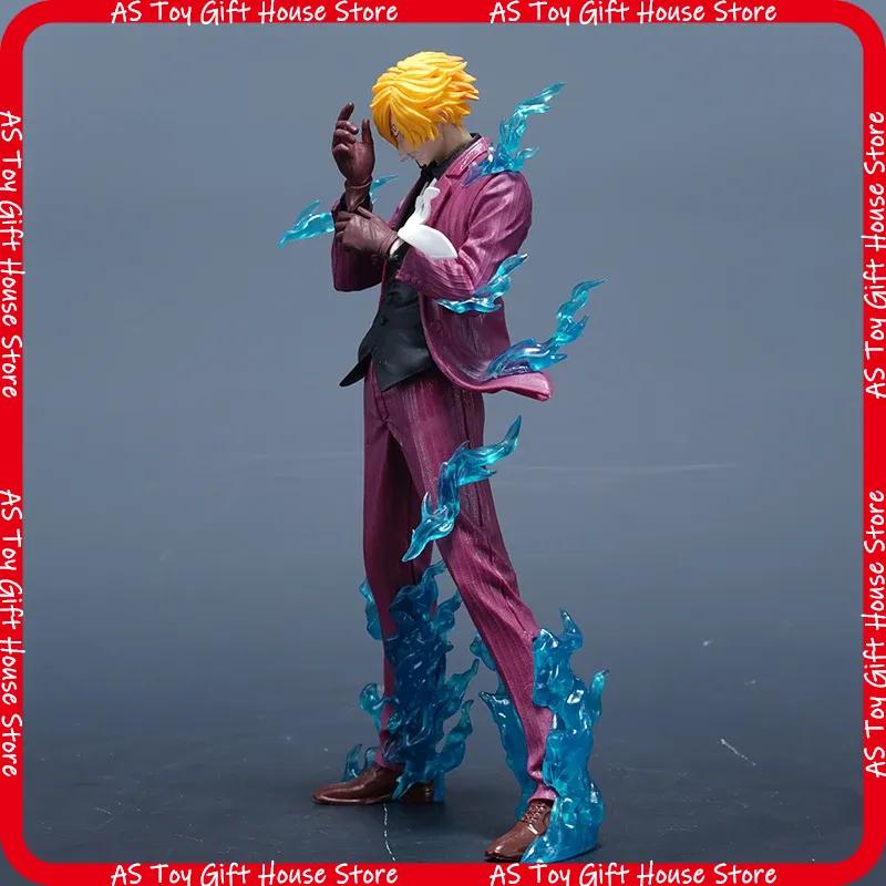 Sell Sky Painted One Piece Sanji Gk Hand Made Model Animation Peripheral Desktop Decoration Collectible Blue Flame Figurine