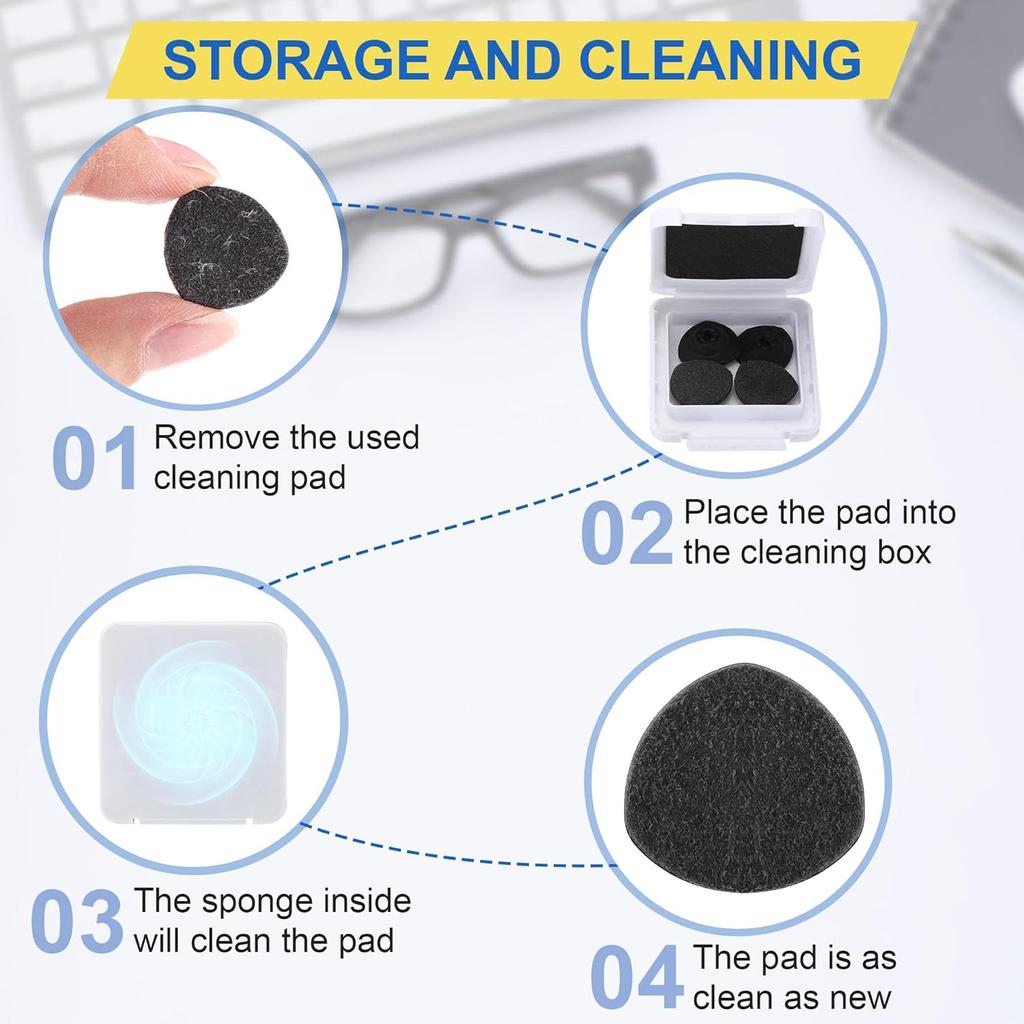 Enhon 8 Pcs Replacement Pads Compatible with Peeps CarbonKlean Eyeglass Cleaner, Replacement Cleaning Pads for Fingerprint Removal, Lens Cleaner for