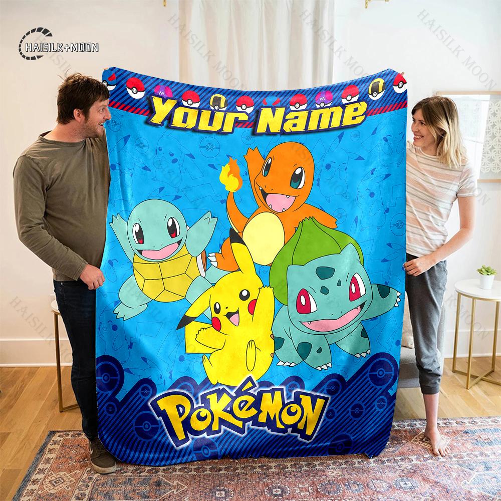 Free Shipping P-Pikachu C-charizard Print Blanket, for Bedroom Living Room Bed Sofa Office Nap Travel Camping Holiday Great Gift