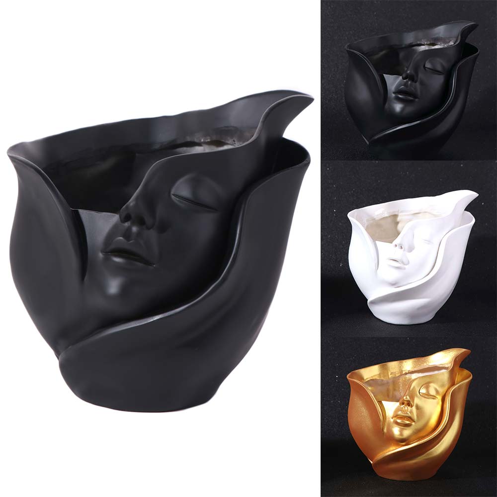 Resin Human Face Vase Aesthetic Hydroponic Flower Holder Desktop Ornament Flower Pot  Living Room