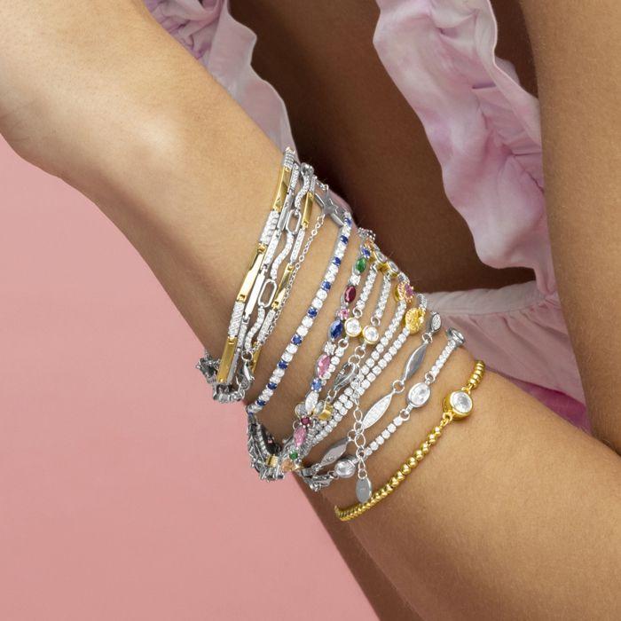 Bracelet - Kired - Argent 925 - Zirconium brillant - finition or jaune 18k - 16cm + 3cm d'extension