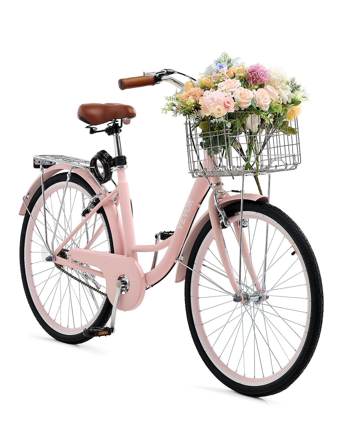 VEVOR Cruiser Bike, 1-Speed, 26-Inch Pink