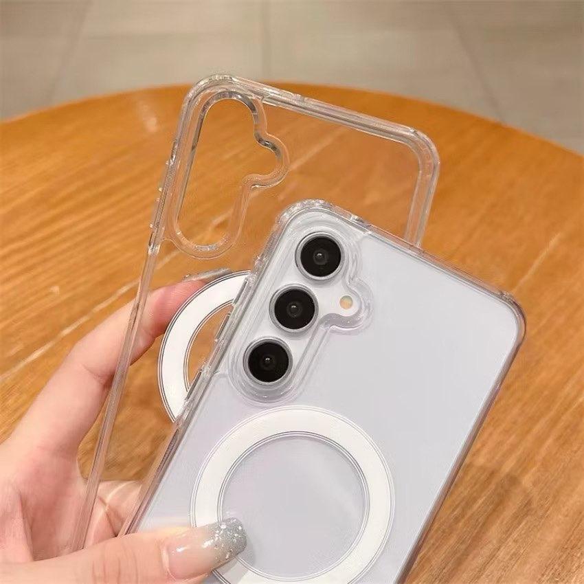 For Samsung Galaxy S21 S23 S24 S25 FE S22 S26 Ultra S26 Plus S25 S26 Edge Clear Crystal Acrylic Magnetic  Shockproof Case