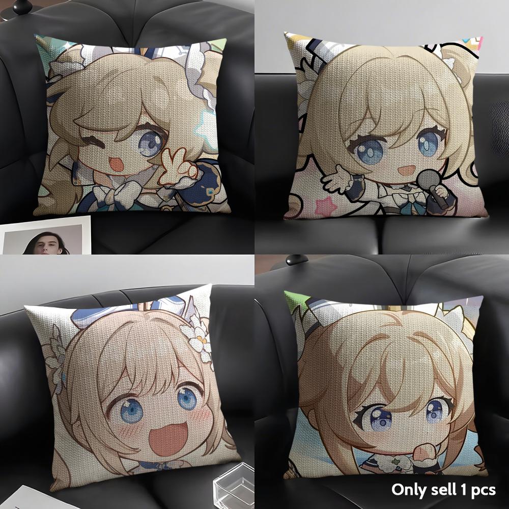 Barbara Cute Cute Genshin Impact Cushion Cover Natural Linen Organic Fabric Double-Sided Printing Sofa Home Decor Pillow Case