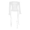 # Sisjuly# Artistic Pure Desire Girl off-Shoulder Elegant Tassel Wild T-shirt Women's Tulle Slim Looking Tops