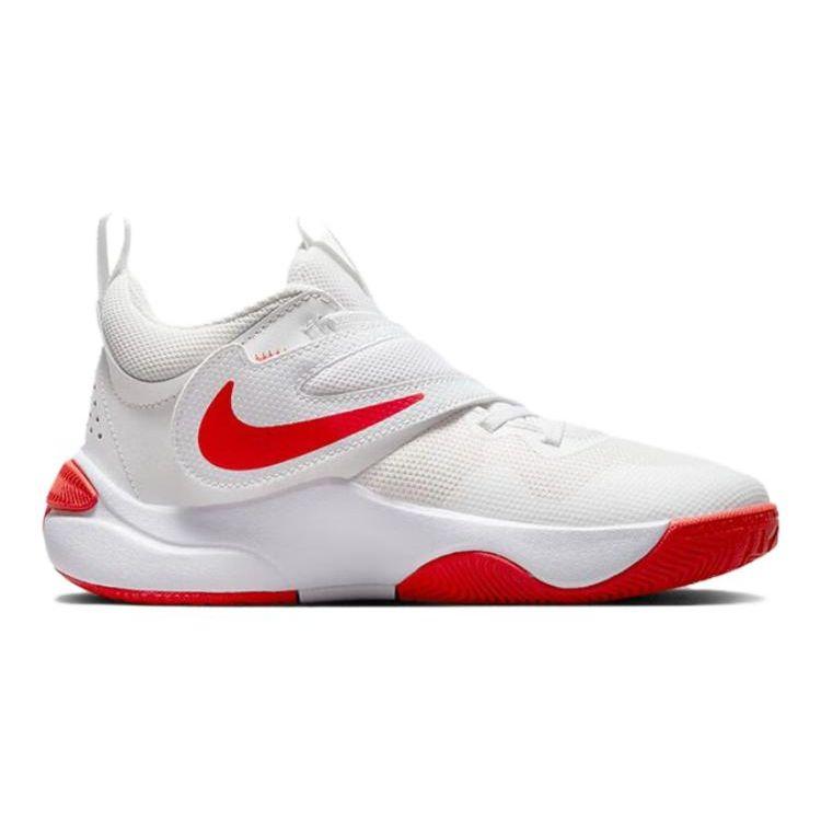 Nike Team Hustle D 11 Summit White Track Red Kids Basketball Shoes DV8996-102