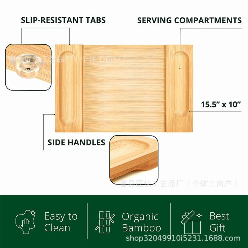 Bandeja de Servir para Snacks y Queso de Madera Múltiple Uso Tabla de Cortar de Bambú Minimalista 1-6 Personas