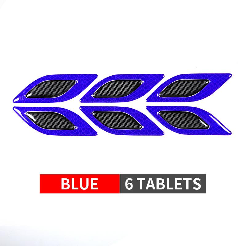 

6 шт./компл. светоотражающие полосы для автомобиля из углеродного волокна, наклейки для автомобиля, грузовика, автомобиля, мотоцикла, предупреждающие наклейки против царапин, 5 цветов синий