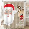 Tu Christmas Shower Curtain Merry Christmas Bathroom Decor Festive Holiday Backdrop Santa Claus Pattern Waterproof Home Decor Gi