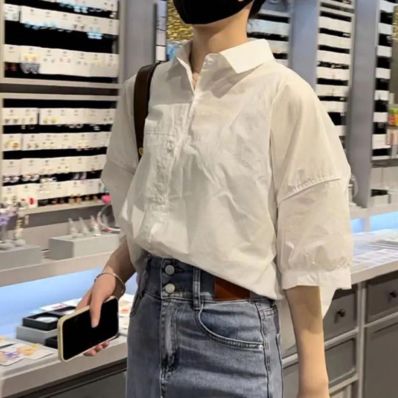 Women'S Loose  Irregular Casual Solid Color Long Sleeve Thin Shirt