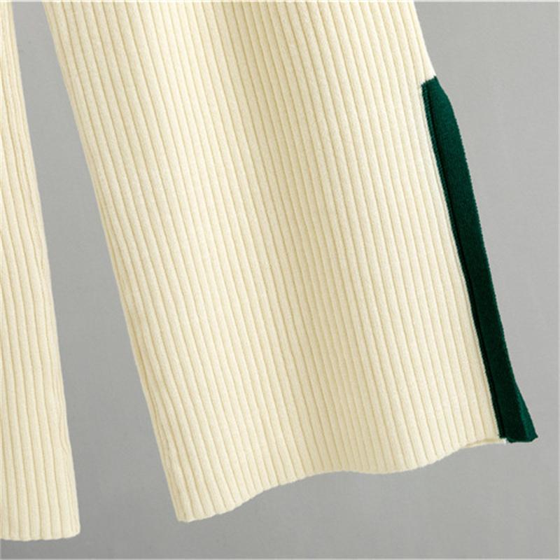 Knitted Set Women's Autumn Short Sweater Wide Leg Pants Two Piece Set