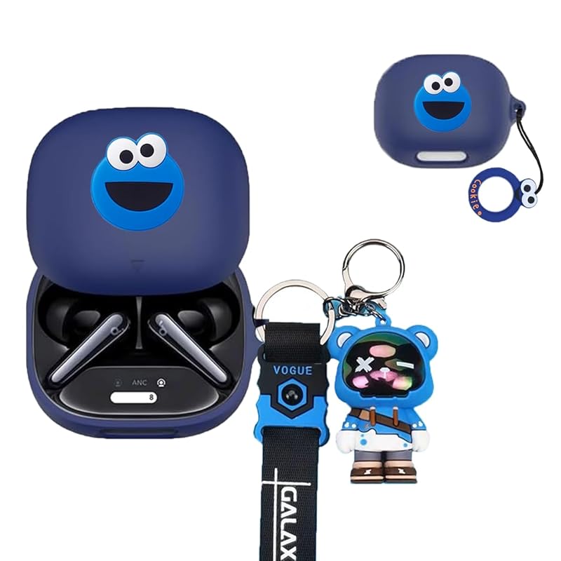 

For Anker Soundcore Liberty 4 Pro for case cover [RoBeKaU] Compatible with: Anker Pro cover Blue silicone protective case 3D cartoon bear Can be