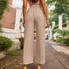 Drawstring Elastic Wide-Leg Pants for Women Mid-Length High Waist Pants Ladies Straight Trousers