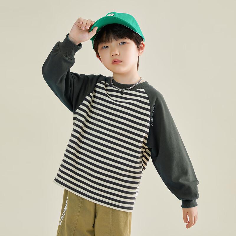 Duoduojia Boys' Waffle Patchwork Raglan Sleeve Sweatshirt