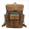 Sac à dos Homme Voyage Imperméable Sac Ordinateur Portable Sac à Dos Toile Cirée Huilée Vintage Sacs à Dos Cuir Sac à Dos Homme Sac d'École