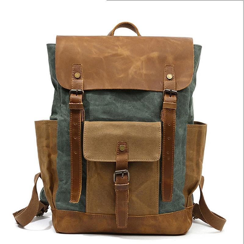 Vintage Waxed Canvas Waterproof Backpack for