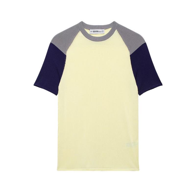 2026 Spring European & American Style Versatile Color Block Knit Top Small