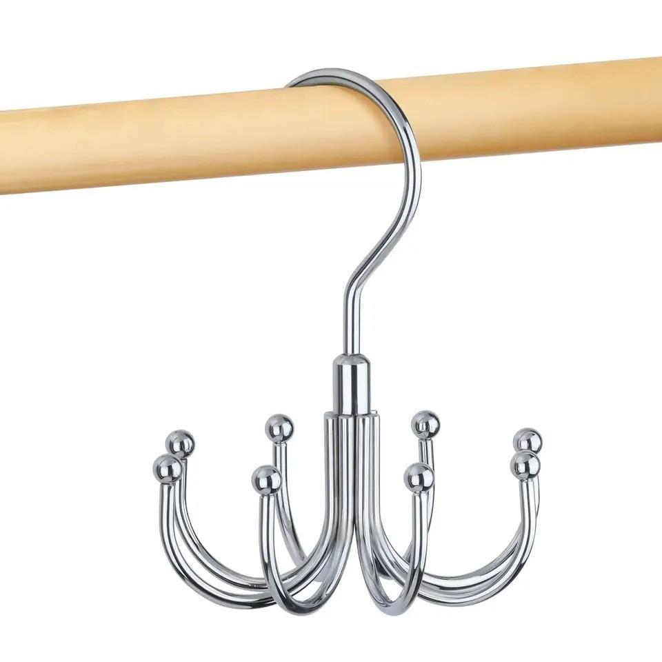 Rotating Ironwood Silk Scarf Hanger with Eight Claw Non-slip Hooks and No-Trace Design