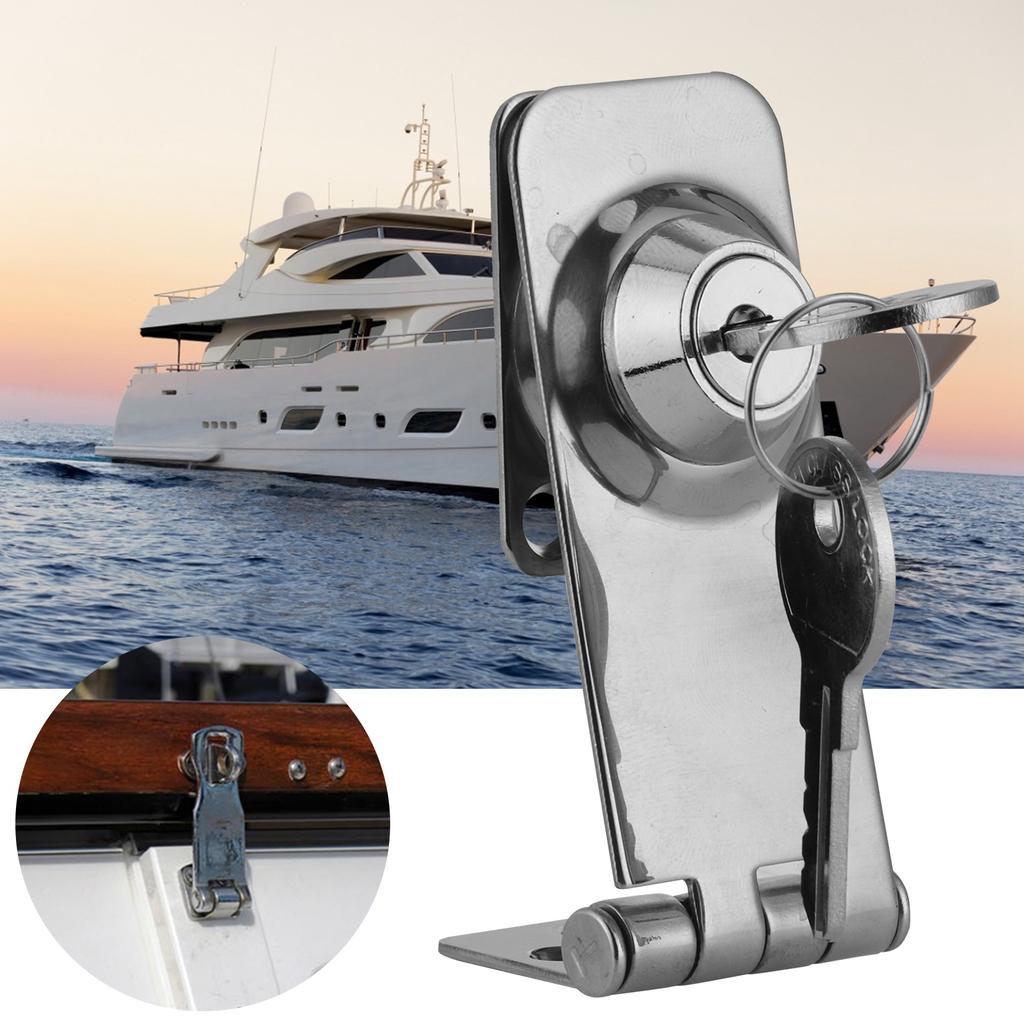 Keyed Hasp Locks Stainless Steel Locking Hasp Latch for Boat Yacht Fishing Marine Accessory