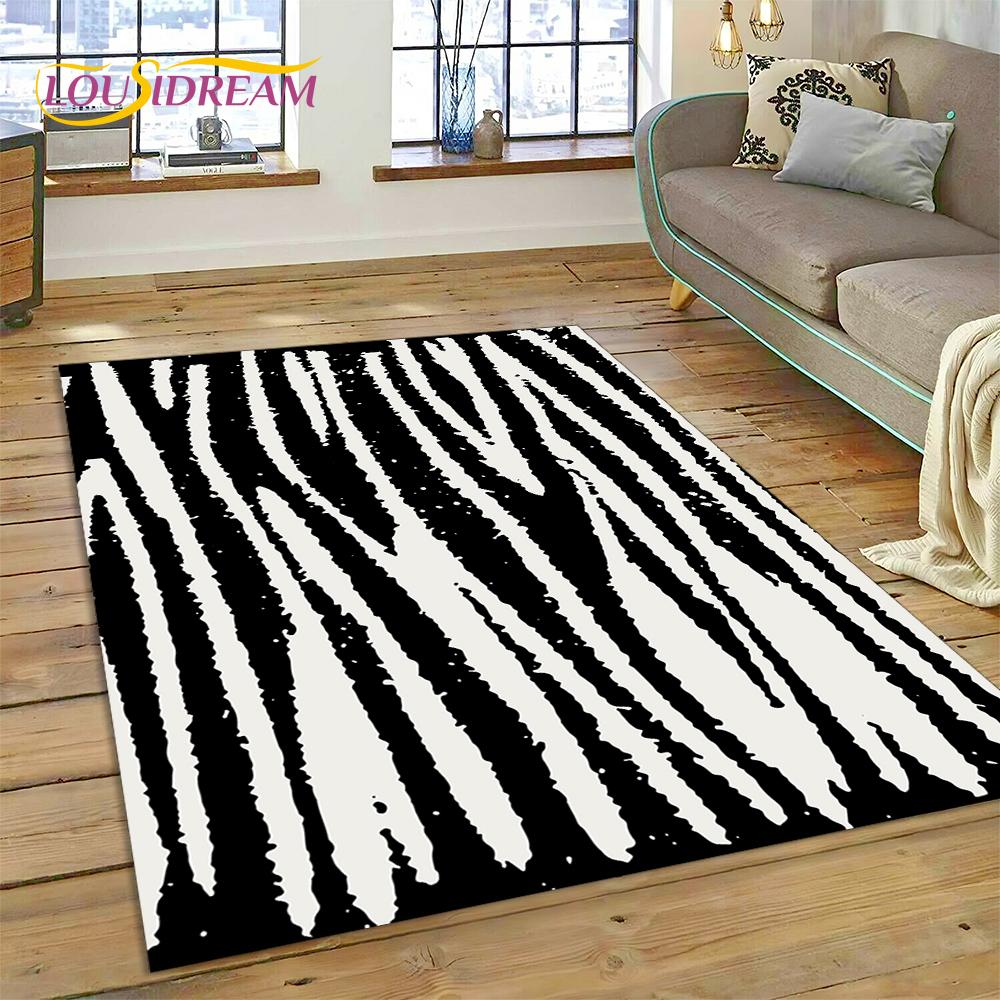 Colorful Zebra Stripe Leopard Tiger Print Pattern Rug Carpet for Living Room Bedroom Decor,Non-slip Decoration for Sofa Doormat