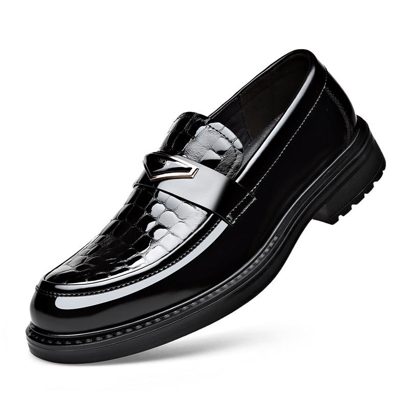 Herren Britischer Stil Glänzende Leder Loafers – Formell, Weiche Sohle, Slipper Business Casual Schuhe