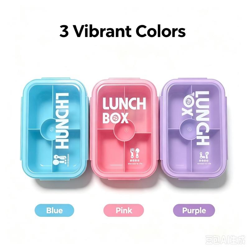 Dopamine Color Lunch Box for Students Office Workers, Microwave Safe Bento Box with Tableware, Portable Compartment Food Storage