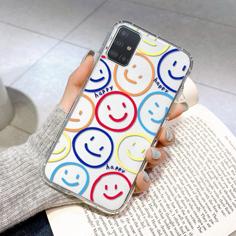 Custodia A51 per Samsung A22 Custodie Silicone Funda Samsung A32 4G A52 A72 5G A12 A21S A03S A71 31 A50S A30S A42 A10 Cover Telefono Smiley