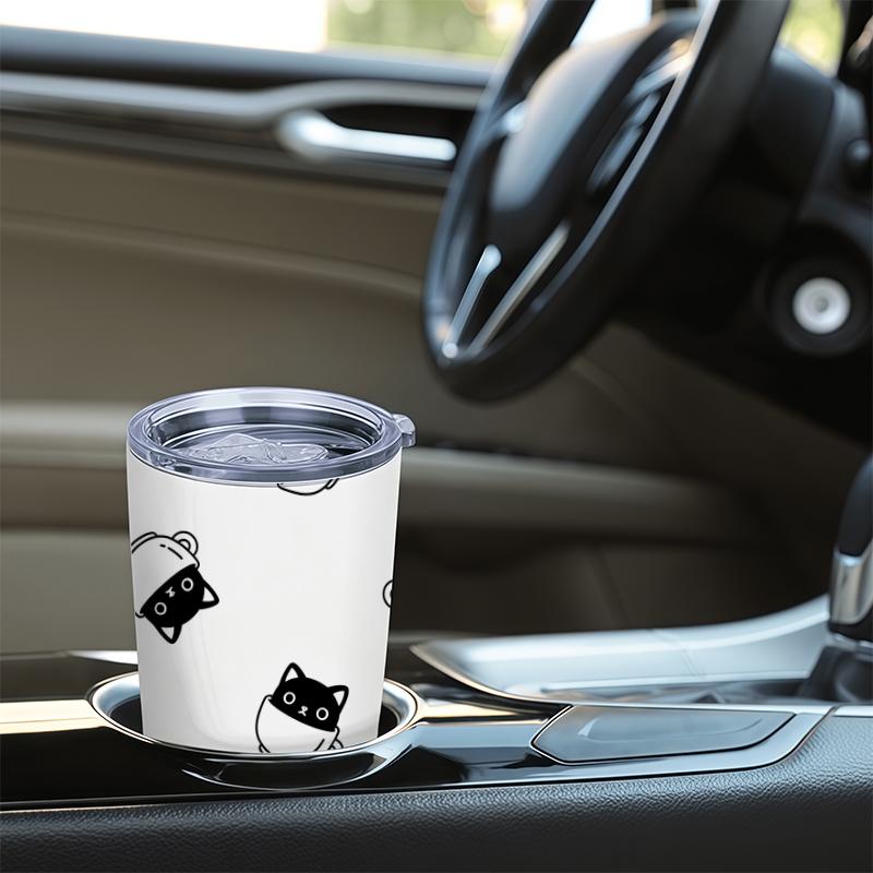 591ml Car Tumbler Cup Black Cat Element Straw Cup Portable Tumbler Coffee Tumbler Tumbler With Lid 20oz Car Straw Cup
