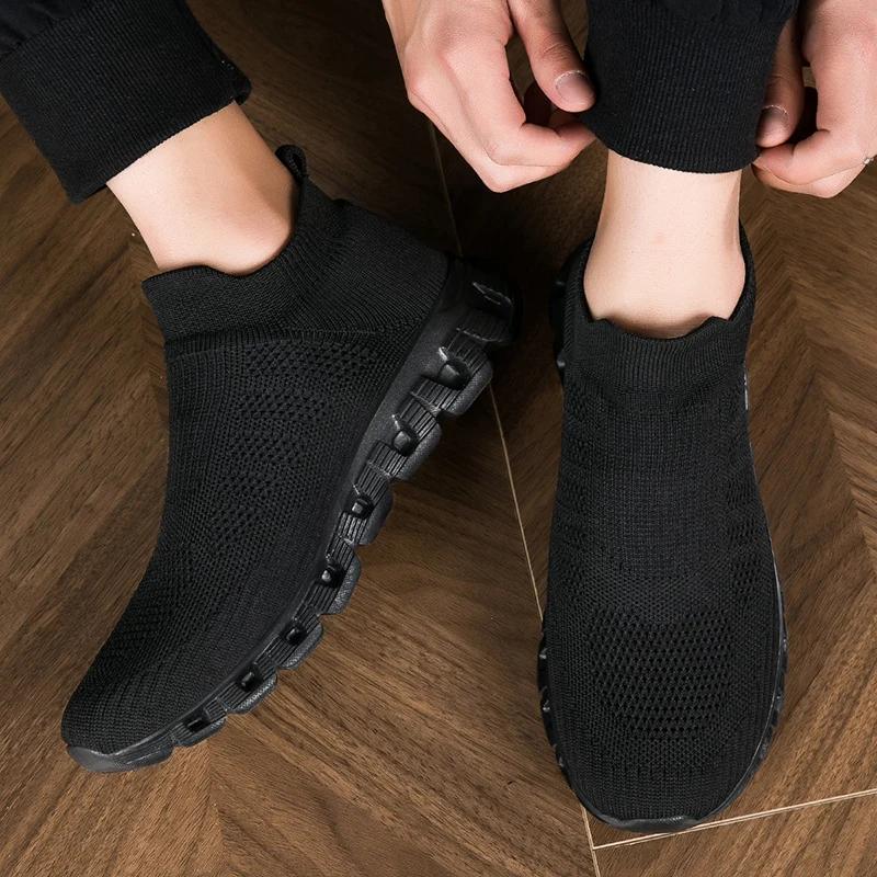 Fashion Men's Casual Sports Shoes Large Size Mesh Breathable Soft and Comfortable Lazy Shoe Couple's Lightweight Non-slip Casual Shoes