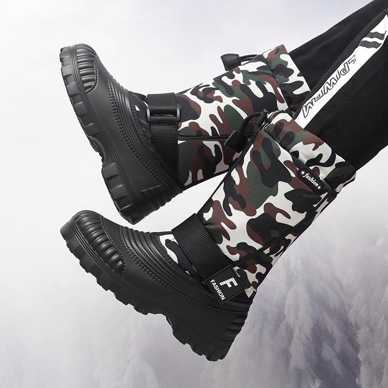 Men's Winter Warm Snow Boots Rubber Hiking Boots Outdoor Knee High Camouflage Duck Boots Waterproof  Plus Size