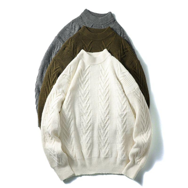 Japanese Retro Half-Turtleneck Sweater for Men, Autumn and Winter Inner Wear, Trendy Brand, High-Quality Export, Thickened Lazy-Style Knitwear Jacket
