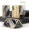 Plating Leather Phone Case For Samsung Galaxy Z Fold 8 Wide 7 6 5 4 TriFold Luxury Hidden Bracket Cover with Pen Slot & S Pen Screen Protector Film