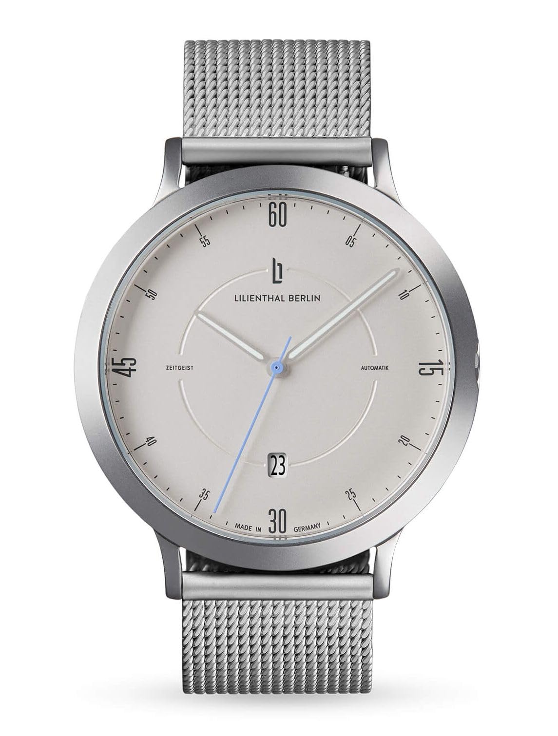 

Lilianthal Berlin Automatic Watch with Date Display and Skeleton Made in Men s Back, Germany, Silver, Z01-101-B023A