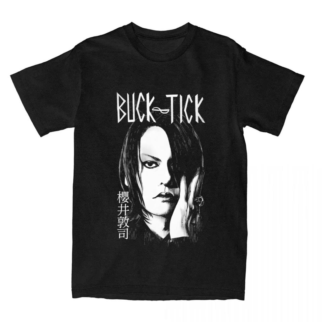 Summer Unisexs And Unisexs Buck Tick Atsushi Sakurai Salute Bulletin Pattern Printed Cotton Tshirt Merch Retro Summer