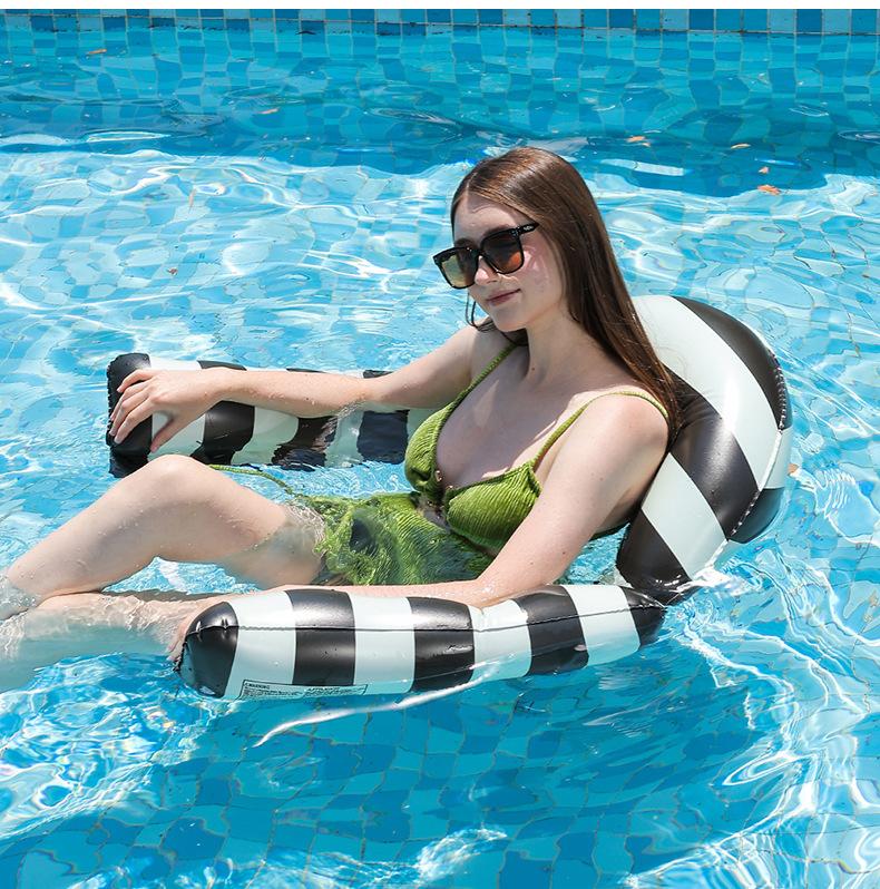 U-Shape Inflatable Pool Float Bed Hammock Mesh Striped for Child Adult PVC