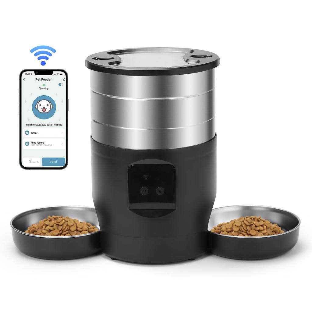 4.5L Tuya Smart APP Pet Feeder Cat Dog Food Dispenser Stainless Steel Bowl Medium-Sized Cats  Dogs With Recording Timing Feeding