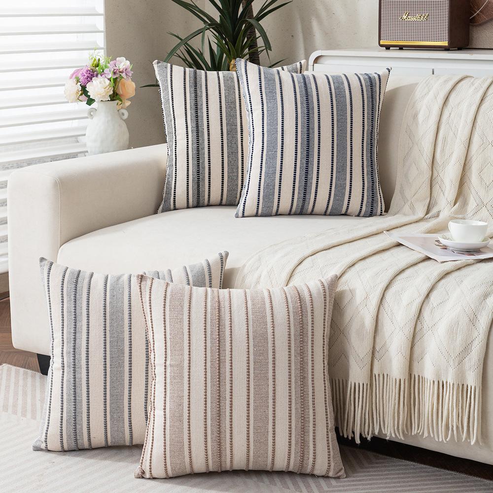 Federe Cuscino Decorativo Strisciate Texturizzate Stile Boho Farmhouse per Arredo Casa Soggiorno Letto