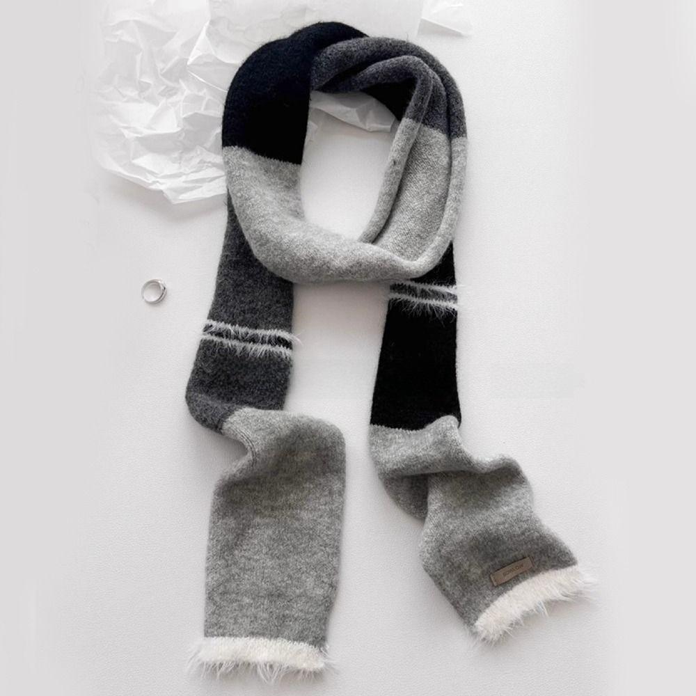 

Warm Assorted Colors Scarf Knitted Wool Plush Long Narrow Scarves Neck Scarves Autumn Winter сірий