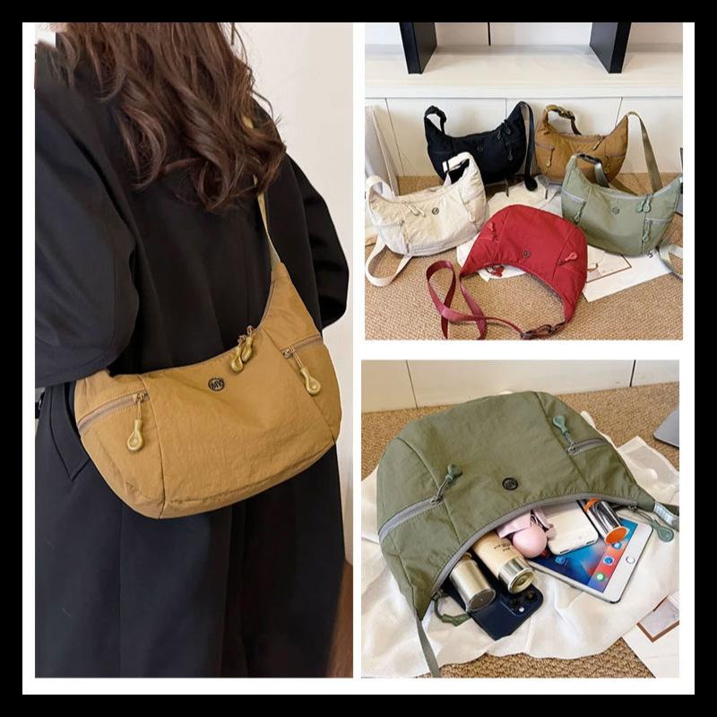 Japanese Ultra-light Waterproof Cloth Bag, Men's and Women's Versatile Shoulder Messenger Bag, Multi-functional Nylon Lightweight Croissant Bag