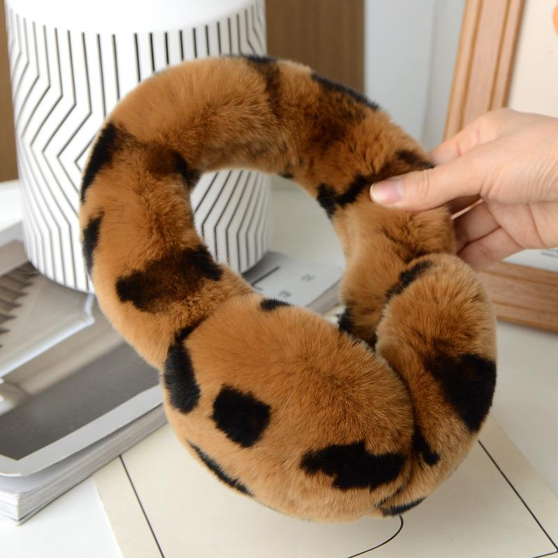 100% Natural Rex Rabbit Fur Ear Muffs Custom Cold Winter Comfort Furry Plush Warm Frostproof Collapsible Ear Muffs for Women
