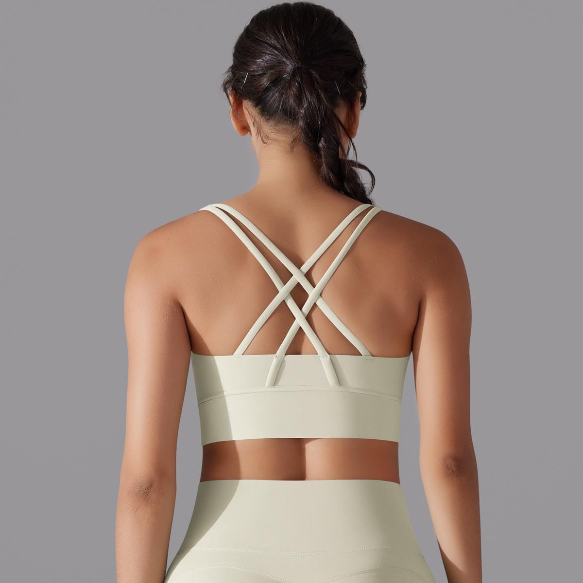 Auroth Back Cross Yoga Bra Womens Solid Color Gym Sports Жилет Beauty Back Fitness — фото 21