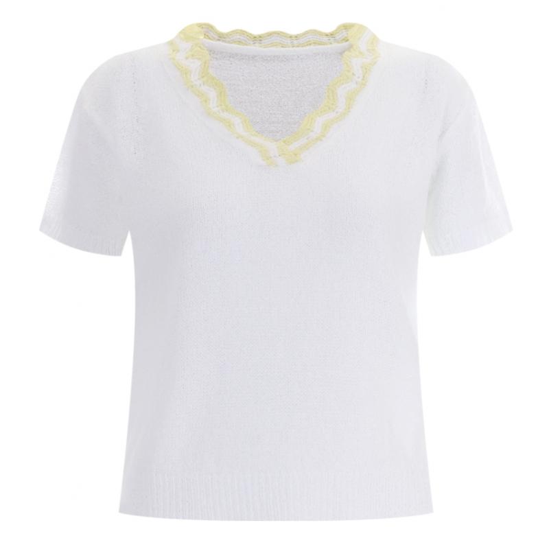 Shop   Women Lace V Neck Regular FiT Cooling ShorT sleeVe KniT T shirT Brown Bom