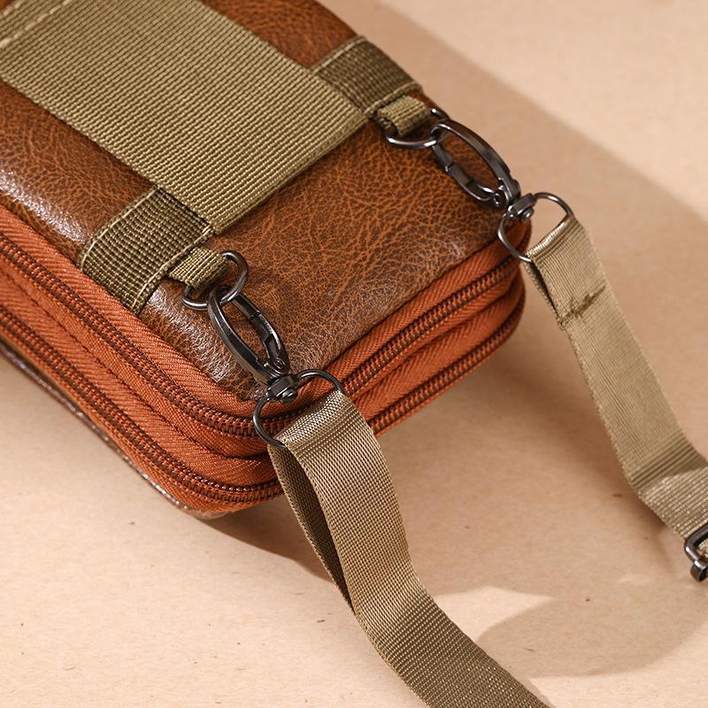 Pu Leather Crossbody Bag Versatile Style Simple Design Waist Bag Multiple Pockets Leather Case Messenger Bag Outdoor Work