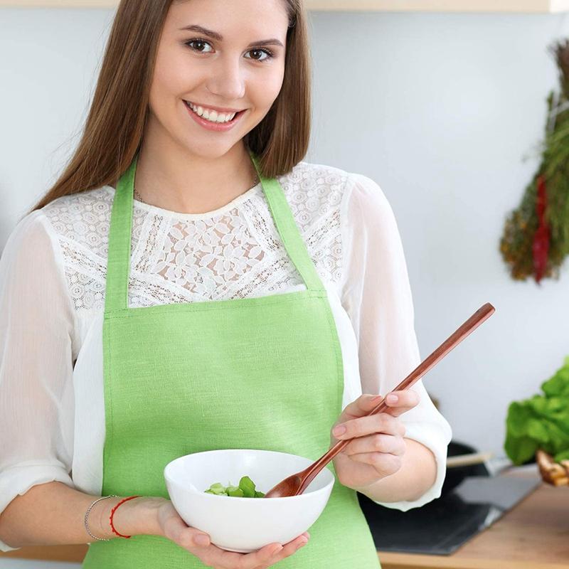 Good-3 Pcs Wooden Mixing Spoons Kitchen Soup Serving Spoons Long Handle Cooking Spoons For Kitchen Stirring Serving Cooking