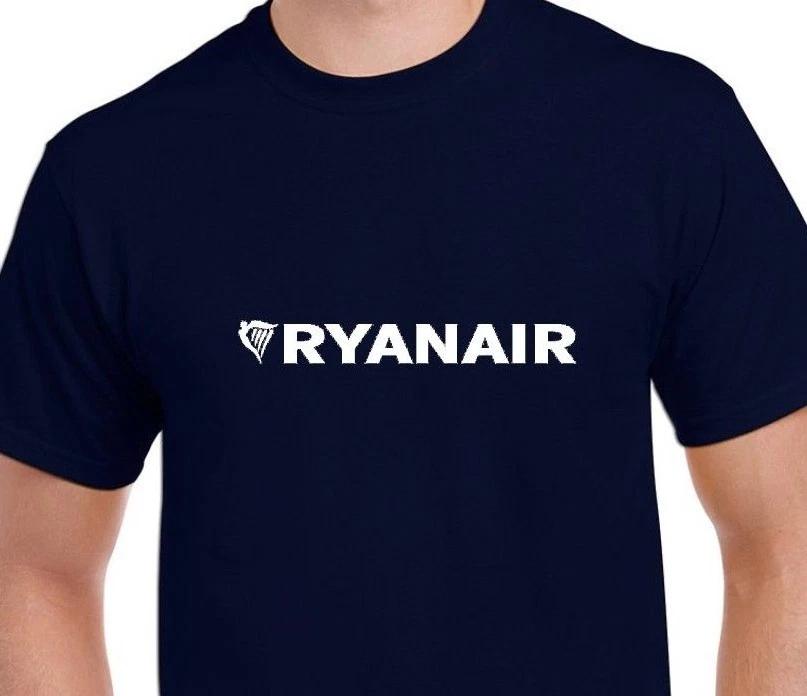 Ryanair White Logo Irish Ryan Air Aviation Navy Blue Cotton T-Shirt 4XL